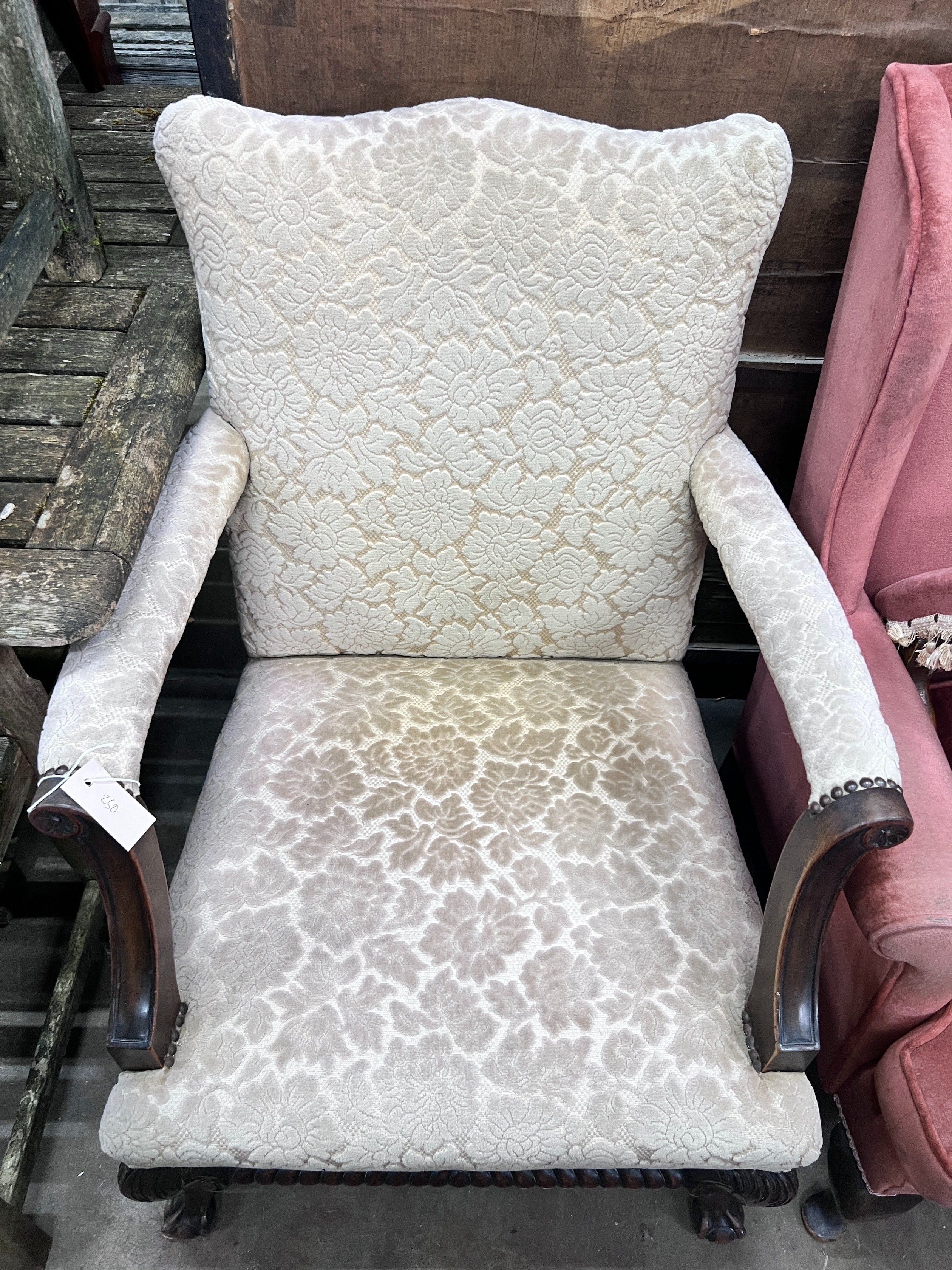 A George III style mahogany Gainsborough chair, width 70cm *Please note the sale commences at 9am.